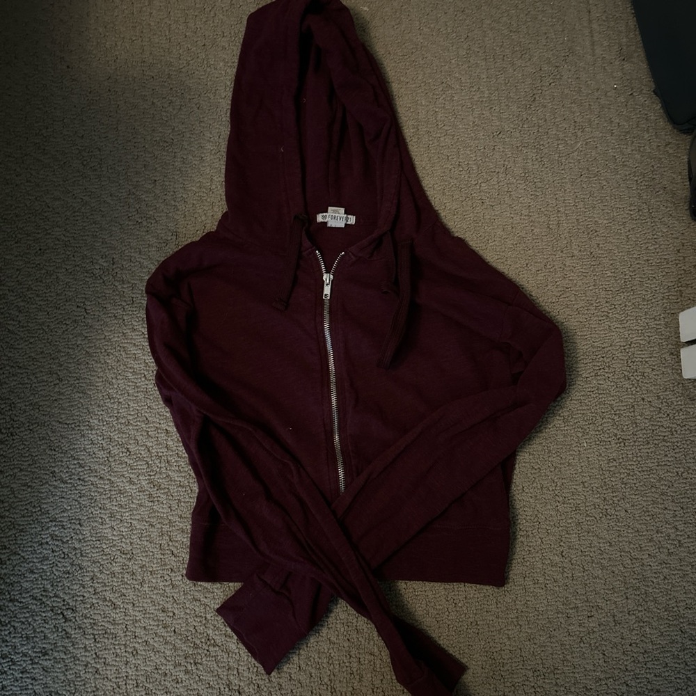 Forever 21 Maroon Zip-Up Jacket